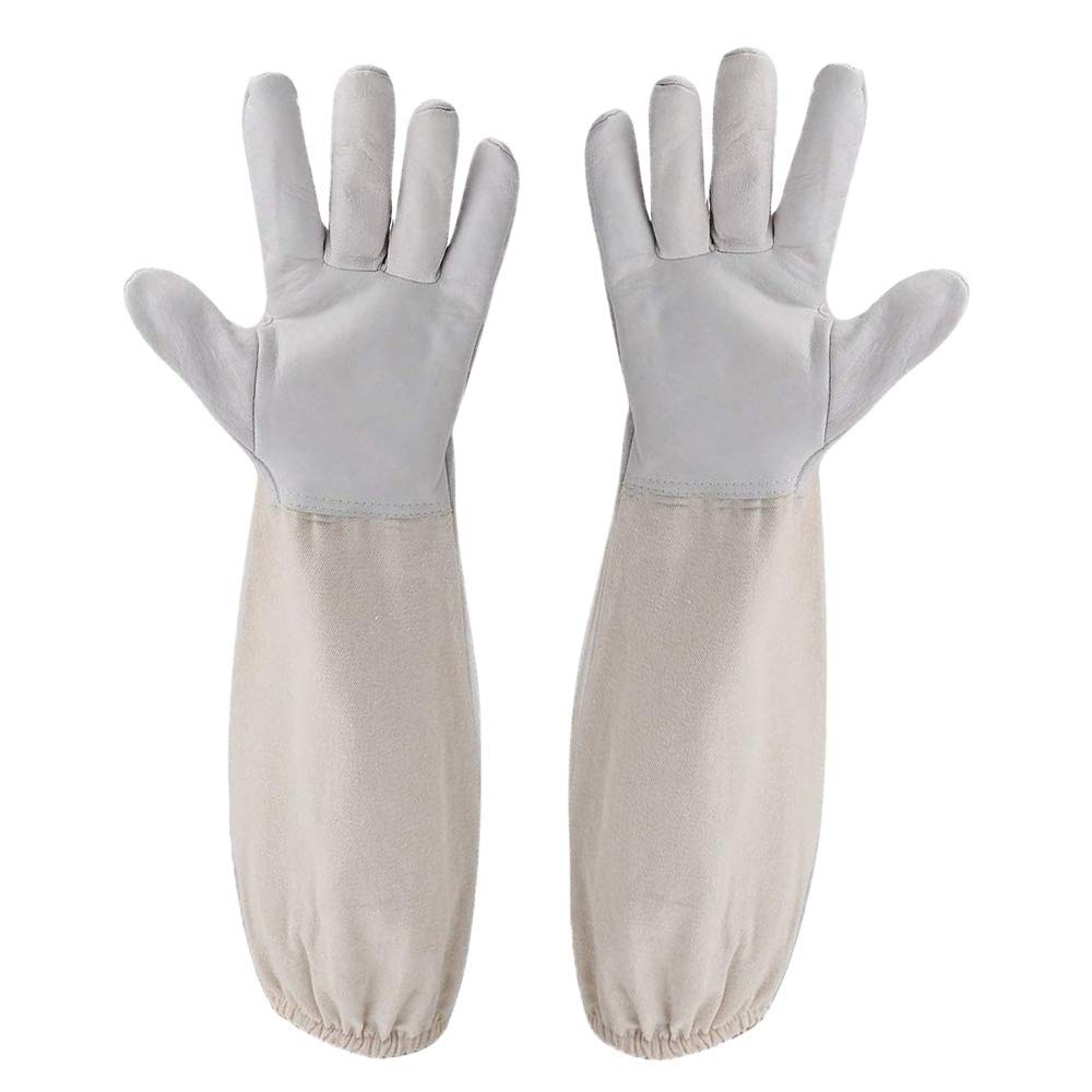 FOREST BEEKEEPING SUPPLY Goatskin Leather Beekeeper's Glove With Long Canvas Sleeve & Elastic Cuff Large - View #6