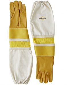 1 Pair Beekeeping Protective Gloves w/ Vented Long Sleeves 4.33 Width--Yellow 