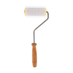 Honey Extractor Stainless Steel Uncapping Needle Roller Uncapper Extractor Tool with Wooden Handle for Beekeeper Comb Tool 