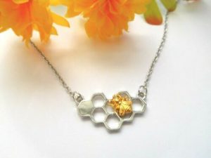 Sterling Silver Bee Jewelry - Bumble Bee Gold Toned Necklace Pendant