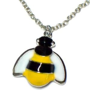 Enameled Bee Pendant Charm Necklace