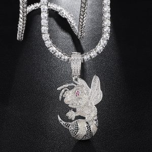 Unique Honey Bee Jewelry - Hip Hop Iced Out Bee Pendant Necklace