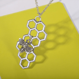 Best Sterling Silver Bee Jewelry - Silver Honeycomb Necklace with Bee Charm