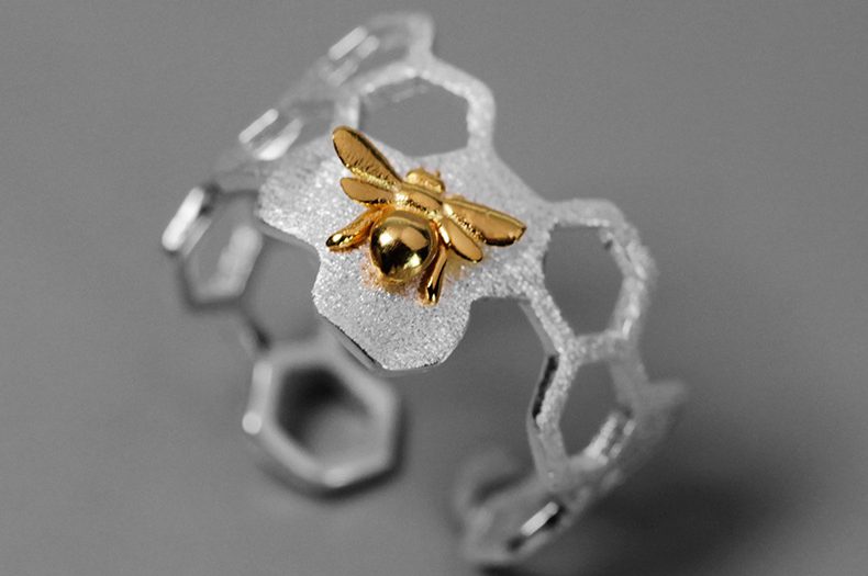 DARLING HER Ring for Women Simple Style Wave Shape Crystals Rose Gold Color /& Silver Color Fashion Jewelry