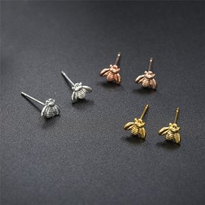 Best Sterling Silver Bee Jewelry - Tiny Honey Bee Stud Earrings