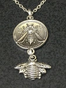 Best Vintage Bee Jewelry - Vintage Tibetan Silver Bee Coin Charm Necklace