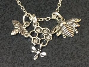 Best Vintage Bee Jewelry - Vintage Tibetan Silver Honeycomb Bee Necklace