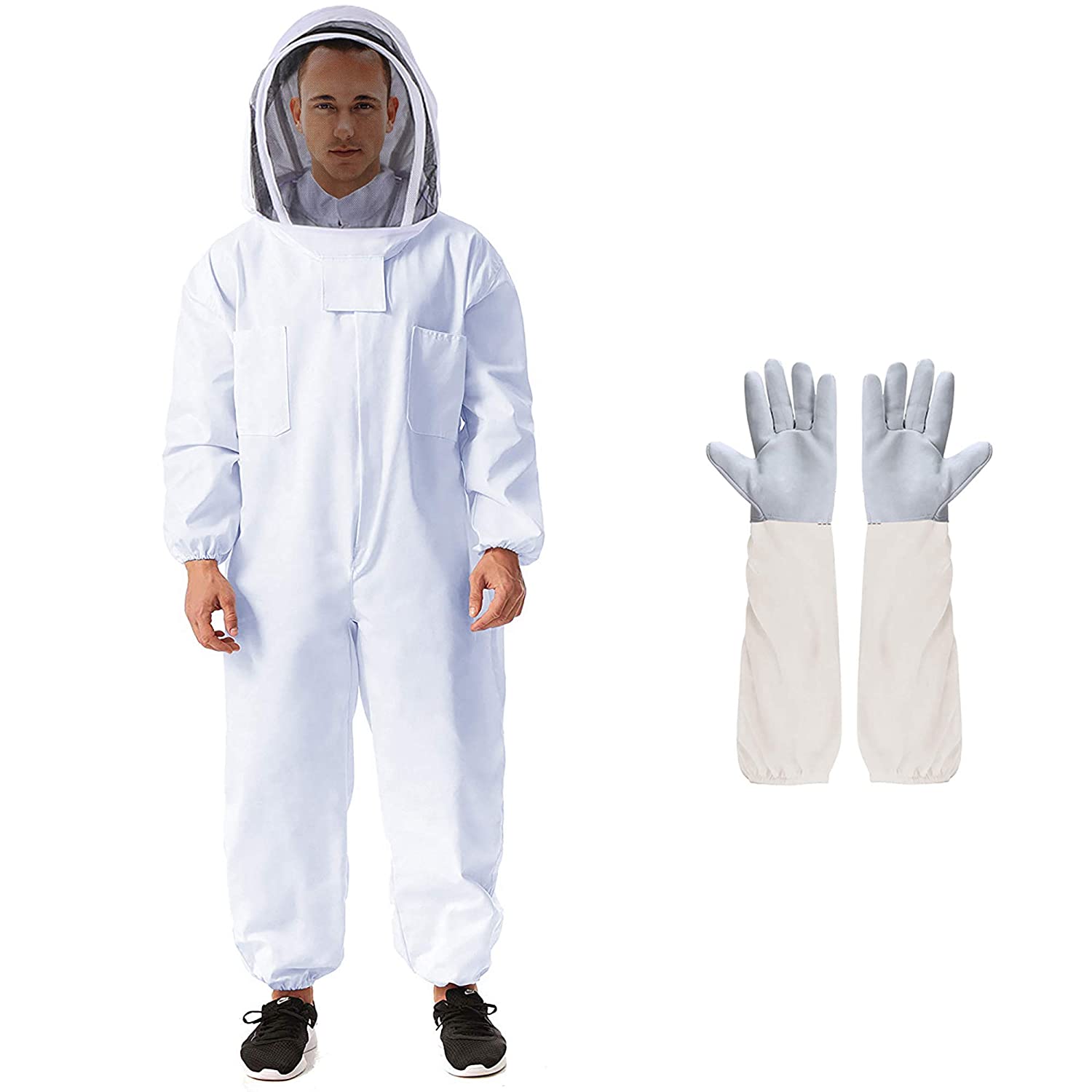 Best Ventilated Bee Suits - Reliancer Beekeeping Jacket with Sheepskin Gloves & Ventilated Fencing Veil